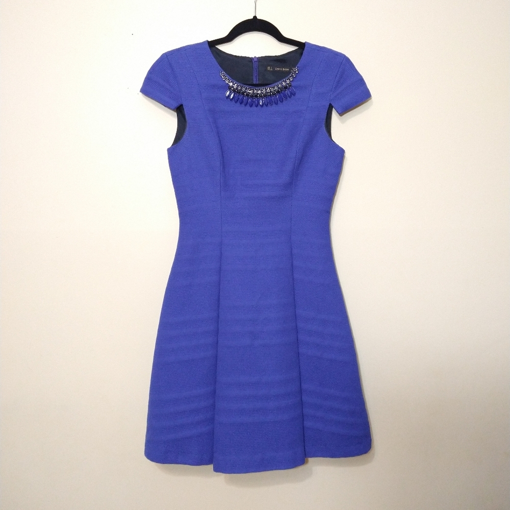 Zara Basic Royal Blue A-Line Structured Cocktail … - image 6